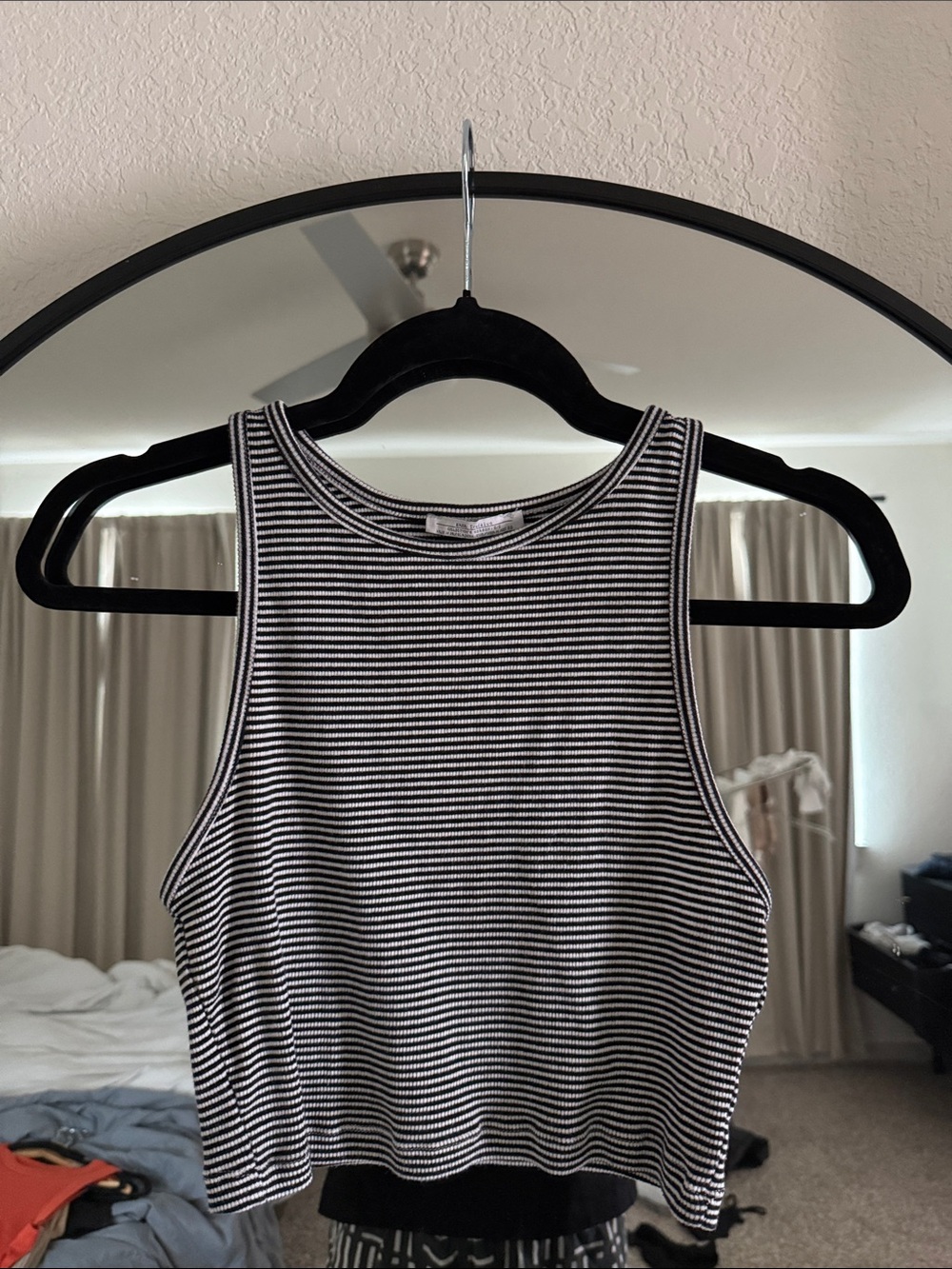 Zara Black and White Striped Cropped Tank